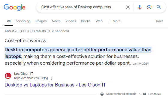 Desktop Cost Effectiveness